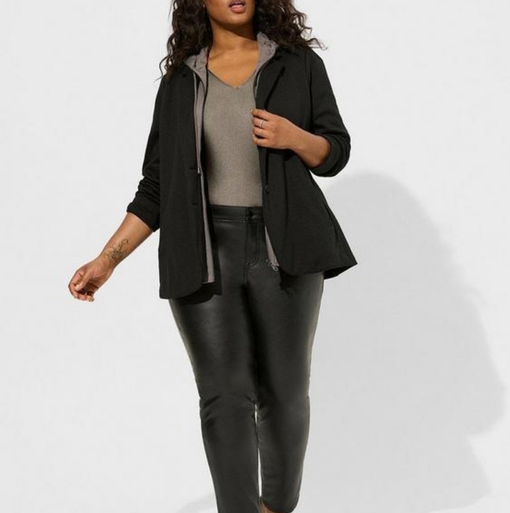 Torrid Fabric Mix Hooded Blazer black‎ and gray size 6xl